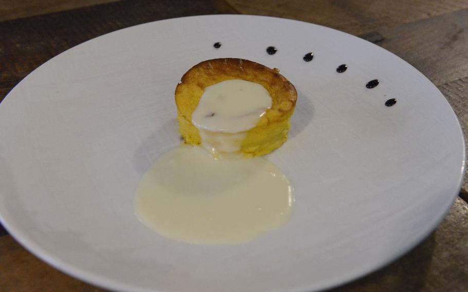This torte made from pumpkin and a cheese produced in Aviano was one of several appetizer options during a recent visit to Osteria Turlonia in Fiume Veneto, Italy.