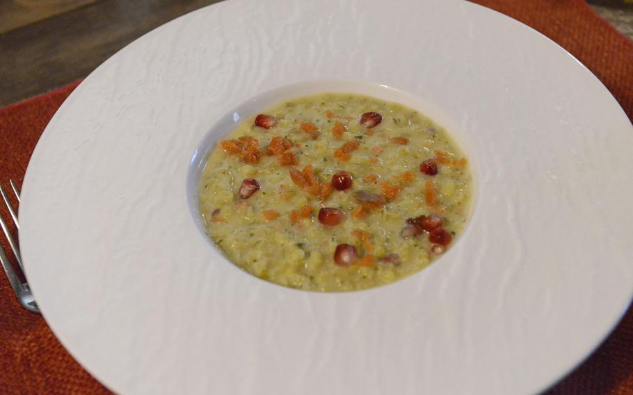 This risotto featuring trout was one of several recent first-course options at Osteria Turlonia in Fiume Veneto, Italy.