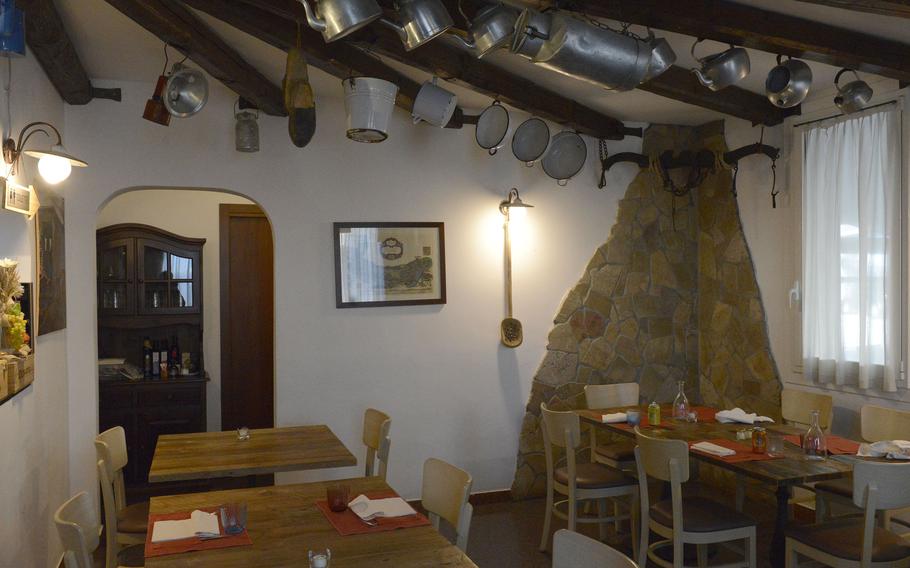 Osteria Turlonia has a seating capacity of about 50 in an interior space spread out over several small dining rooms.
