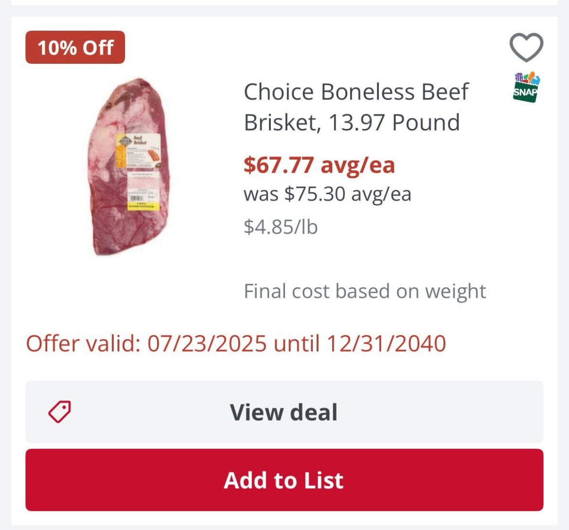 Is $4.85/lb a good Brisket Deal?