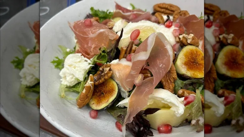Burrata, fig, and prosciutto salad