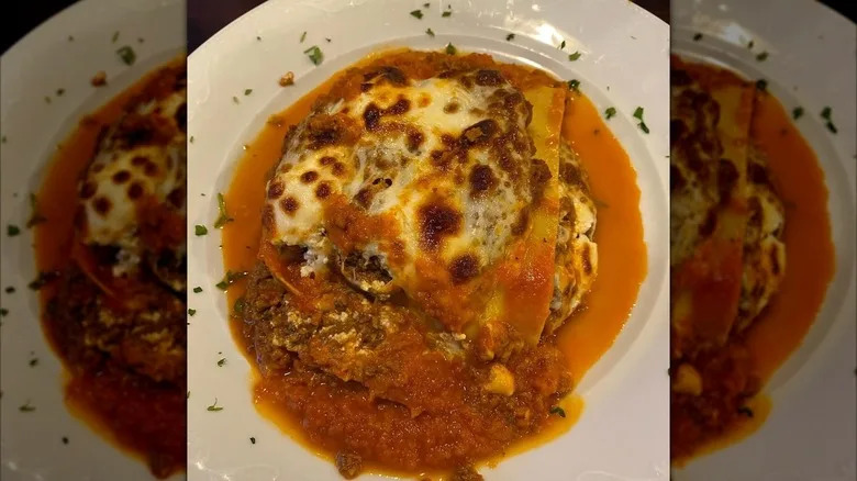 Lasagna plate with sprinkled parsley