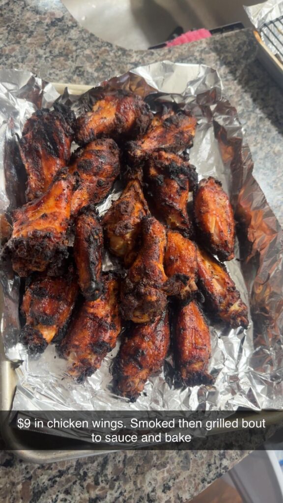 Smoked, grilled, sauced and baked $9 in locally sourced wings