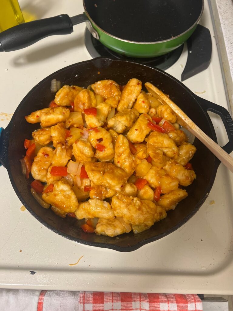 tonight’s dinner is copycat sweetfire chicken from panda express!