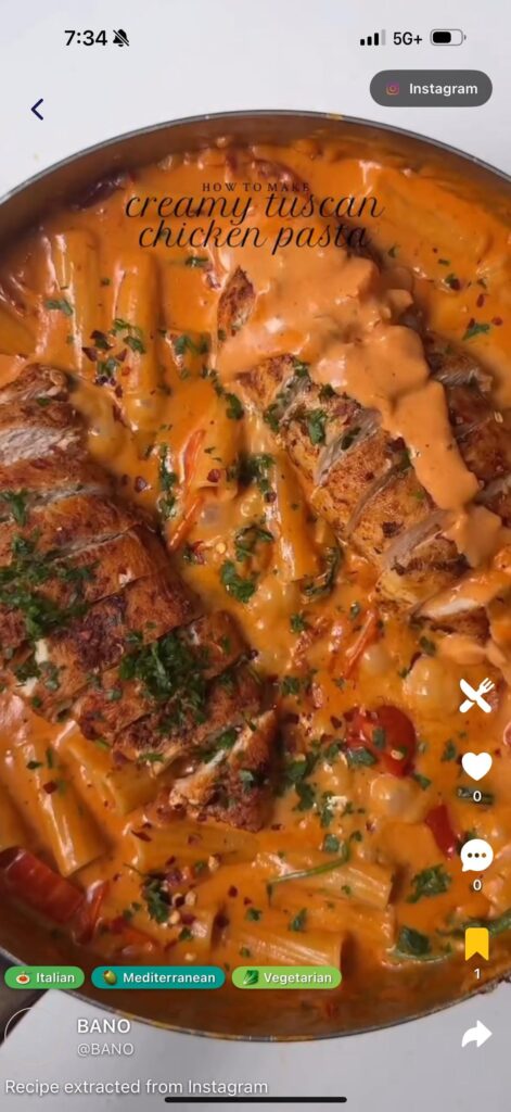 Creamy Tuscan Kitchen Pasta