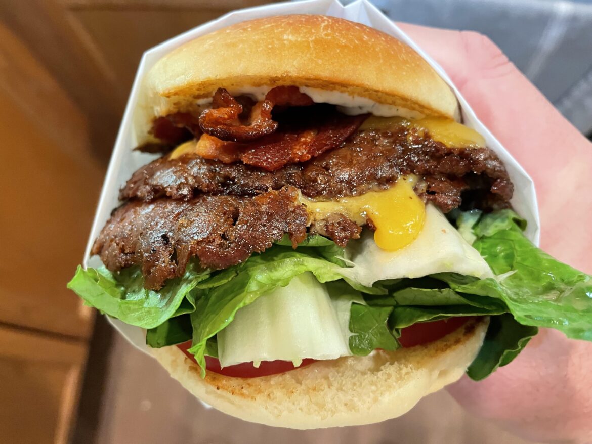 Bacon ranch double cheeseburger, homemade bun/ranch