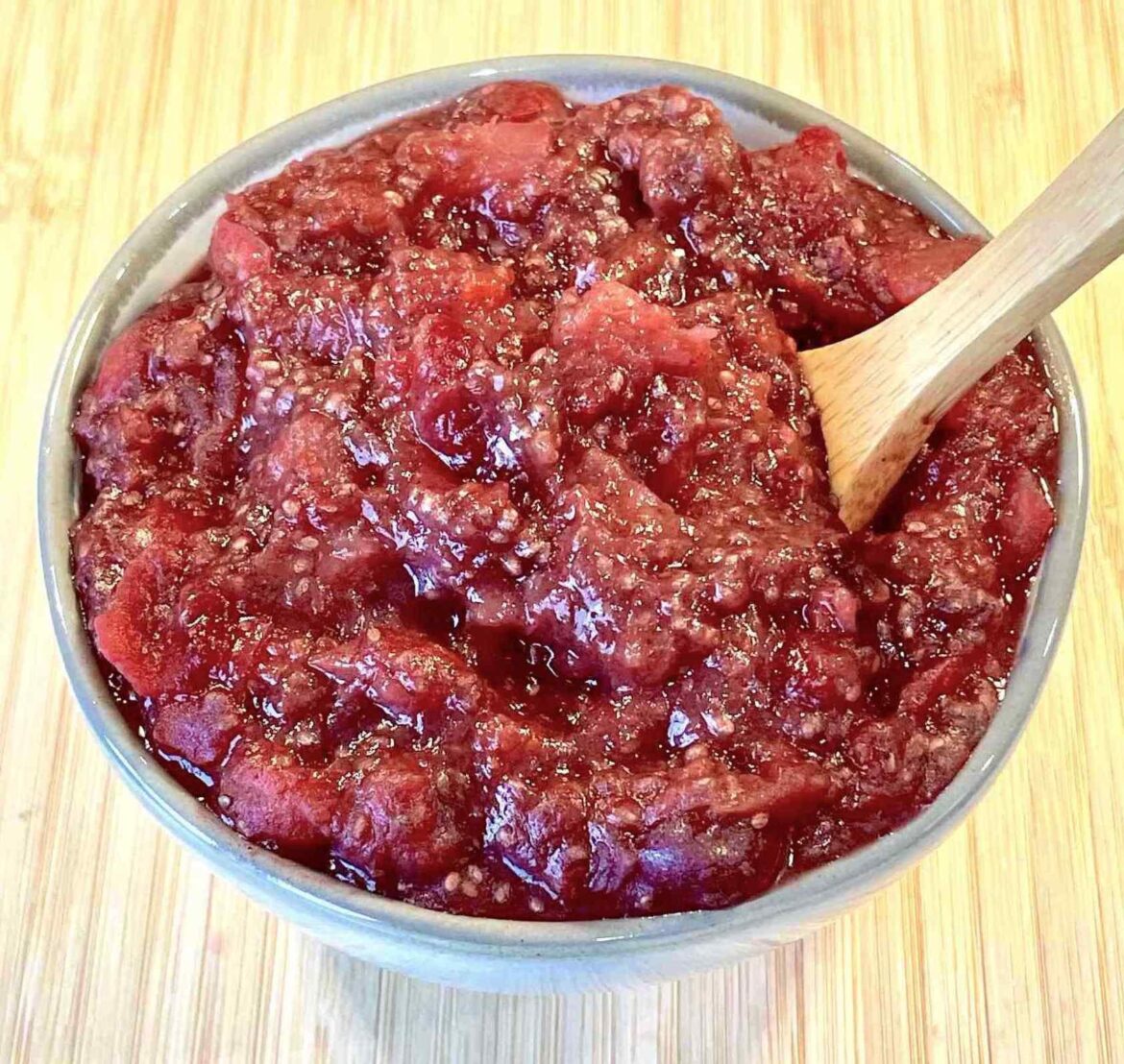 WFPB Pineapple Cranberry Sauce with Chia Seeds_ Date Sweetened/ No Refined Sweeteners