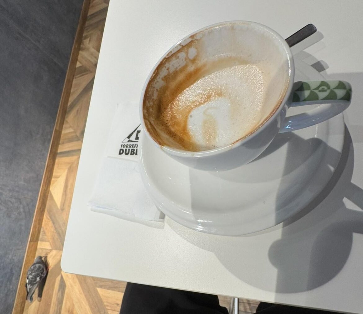 Enjoying a cappucino