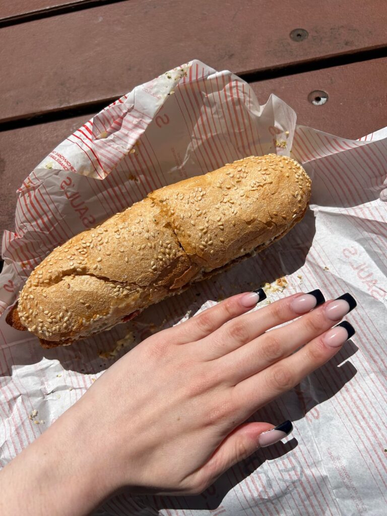 Calorie estimate for fried eggplant sandwich? i ate half!