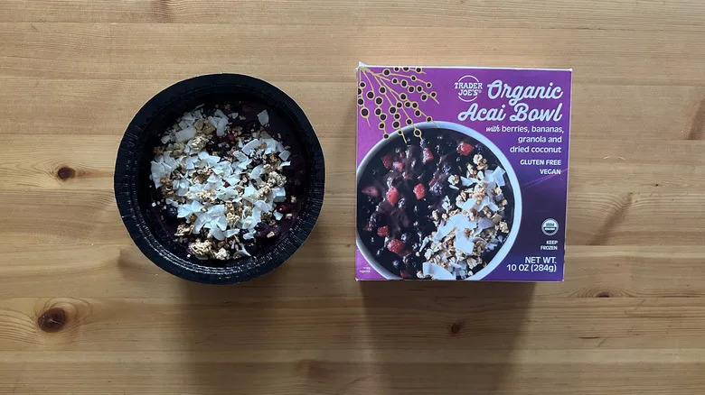 Trader Joe's Organic Acai Bowl on wooden table