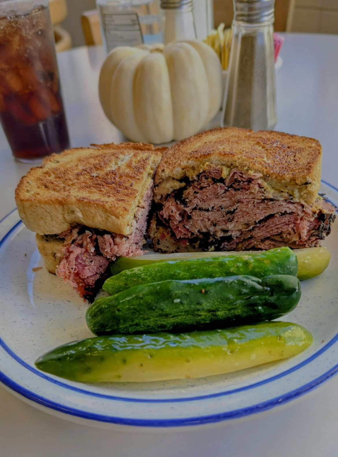 Hot pastrami on rye, housemade pickles. The first real deli sandwich I have had in years. Almost brought a tear to my eye.