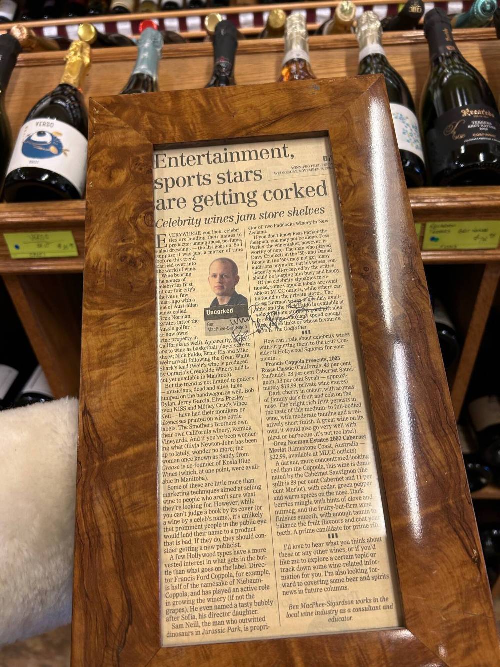 Ben Sigurdson
The first Uncorked column was published on Nov. 9, 2005.