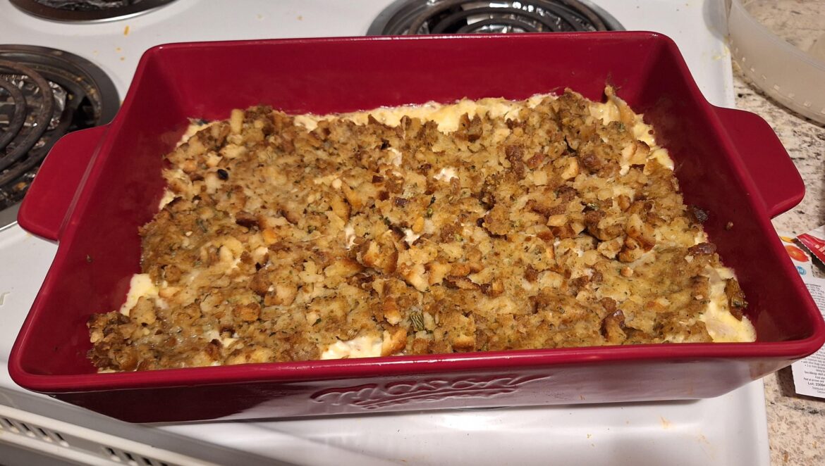 Chicken casserole for 84¢ a serving.