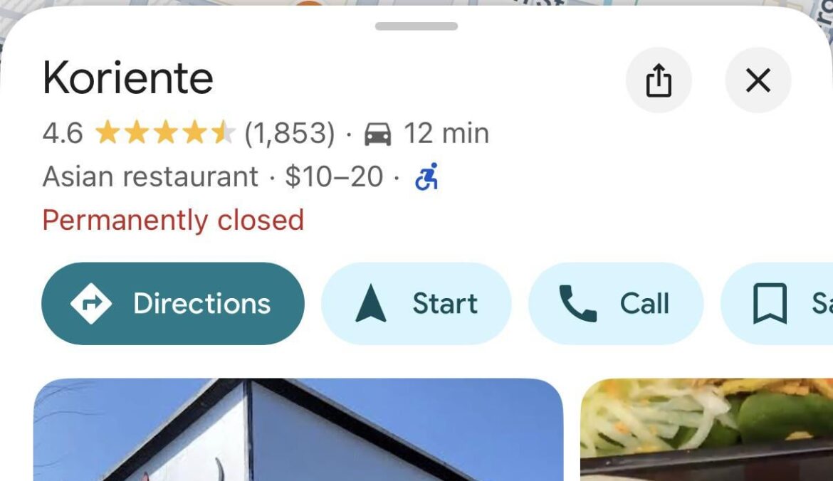 Koriente showing permanently closed. Tell me it isn’t so!