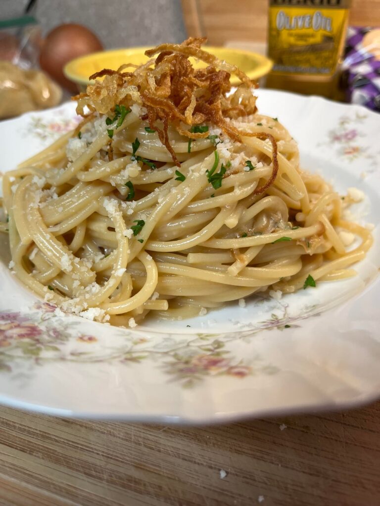 Andrew Zimmern’s fried onion pasta