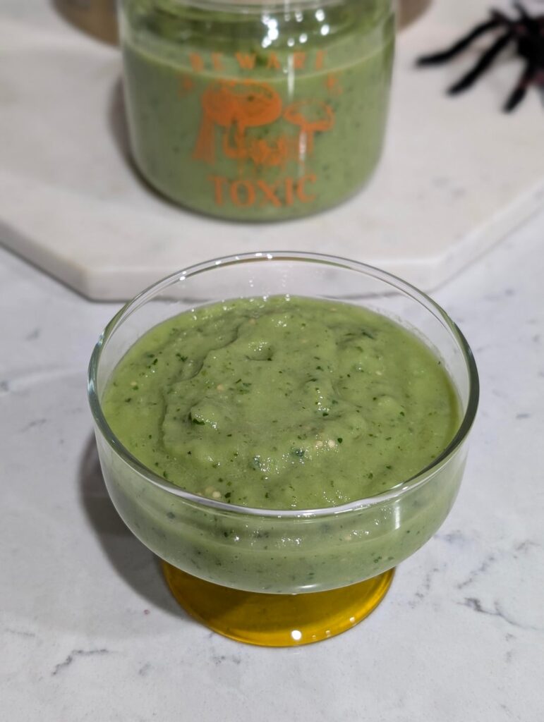 Salsa verde cremosa without onion or garlic for my wife who has severe food allergies! Salsa verde cremosa without onion or garlic for my wife who has severe food allergies!