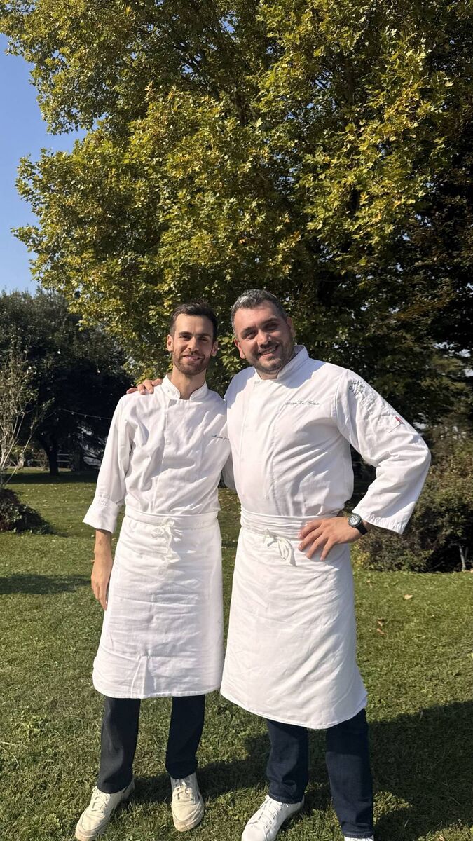 Head chef of Gloria Osteria Milano Manuel Prota and executive chef of Big Mamma Group Filippo La Gattuta. Picture: Breda Graham.