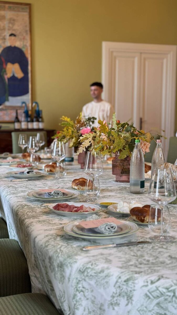 Dinner at Tenuta Mazzolino boutique winery in Oltrepò Pavese. 