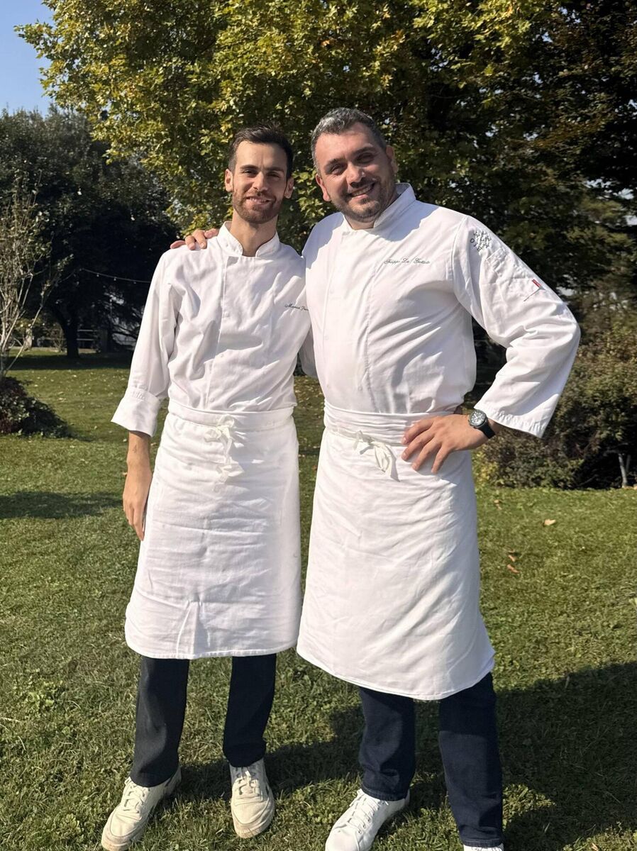 Head chef of Gloria Osteria Milano Manuel Prota and executive chef of Big Mamma Group Filippo La Gattuta. Picture: Breda Graham.