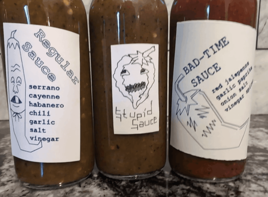Been growing peppers and making hot sauce for fun (not selling) and I have had so much fun with naming and labeling