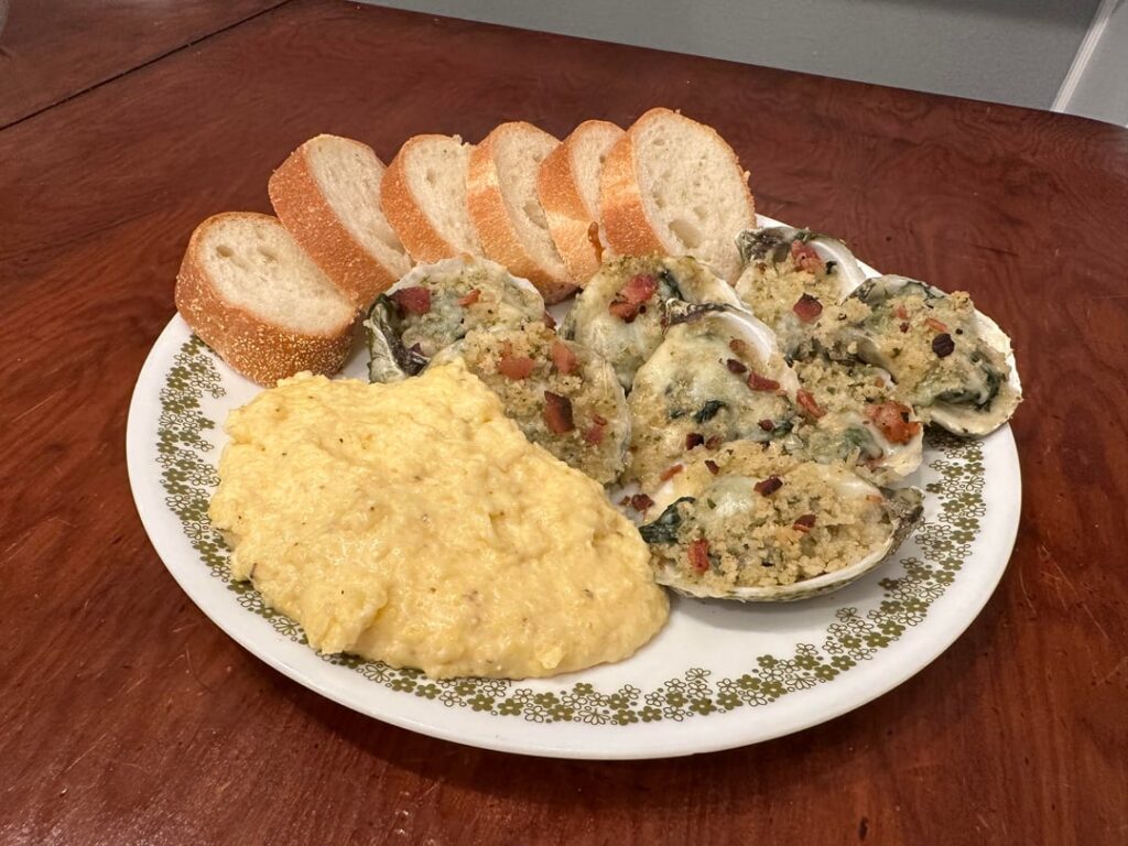 Fresh shucked local Oysters Rockefeller Fresh shucked local Oysters Rockefeller