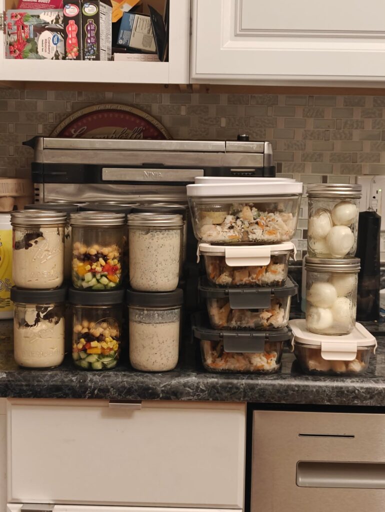 Did a little meal prep tonight. Just short of five hours to make eight days of everything. Breakfasts, lunches, snacks, and dinners.