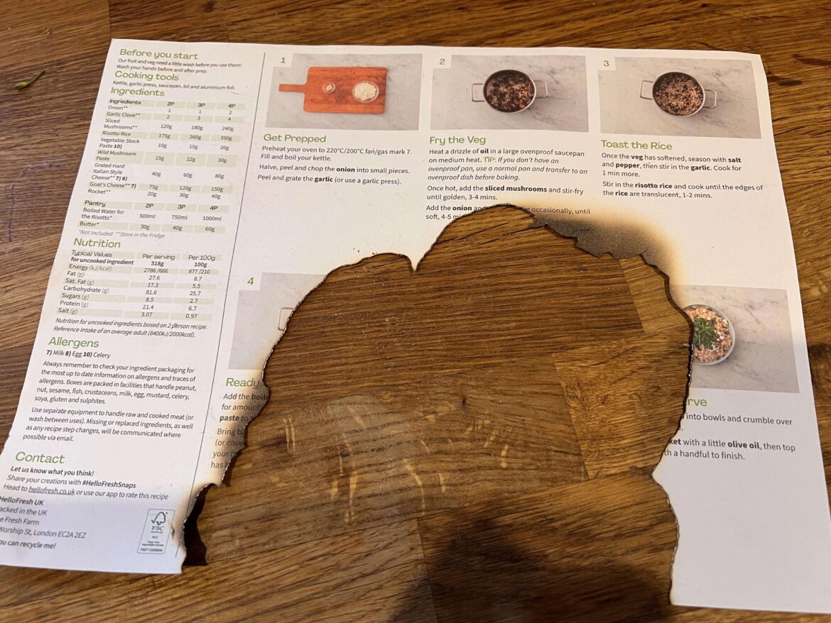 Tip: if you put your recipe down quickly, make sure it’s not on a lit hob