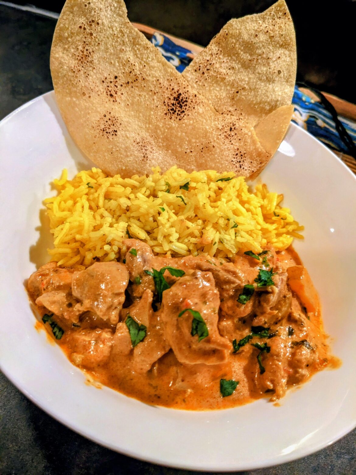 Creamy but not mild chicken curry to warm me up