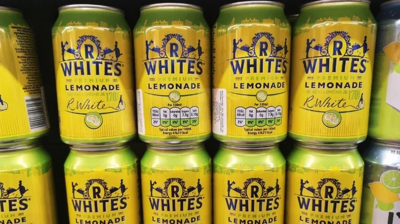 Cans of R. White's Lemonade, a British lemonade