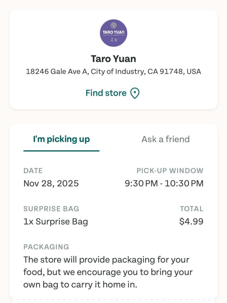 Free TooGoodToGo order for anyone that wants to pickup!! City of Industry!