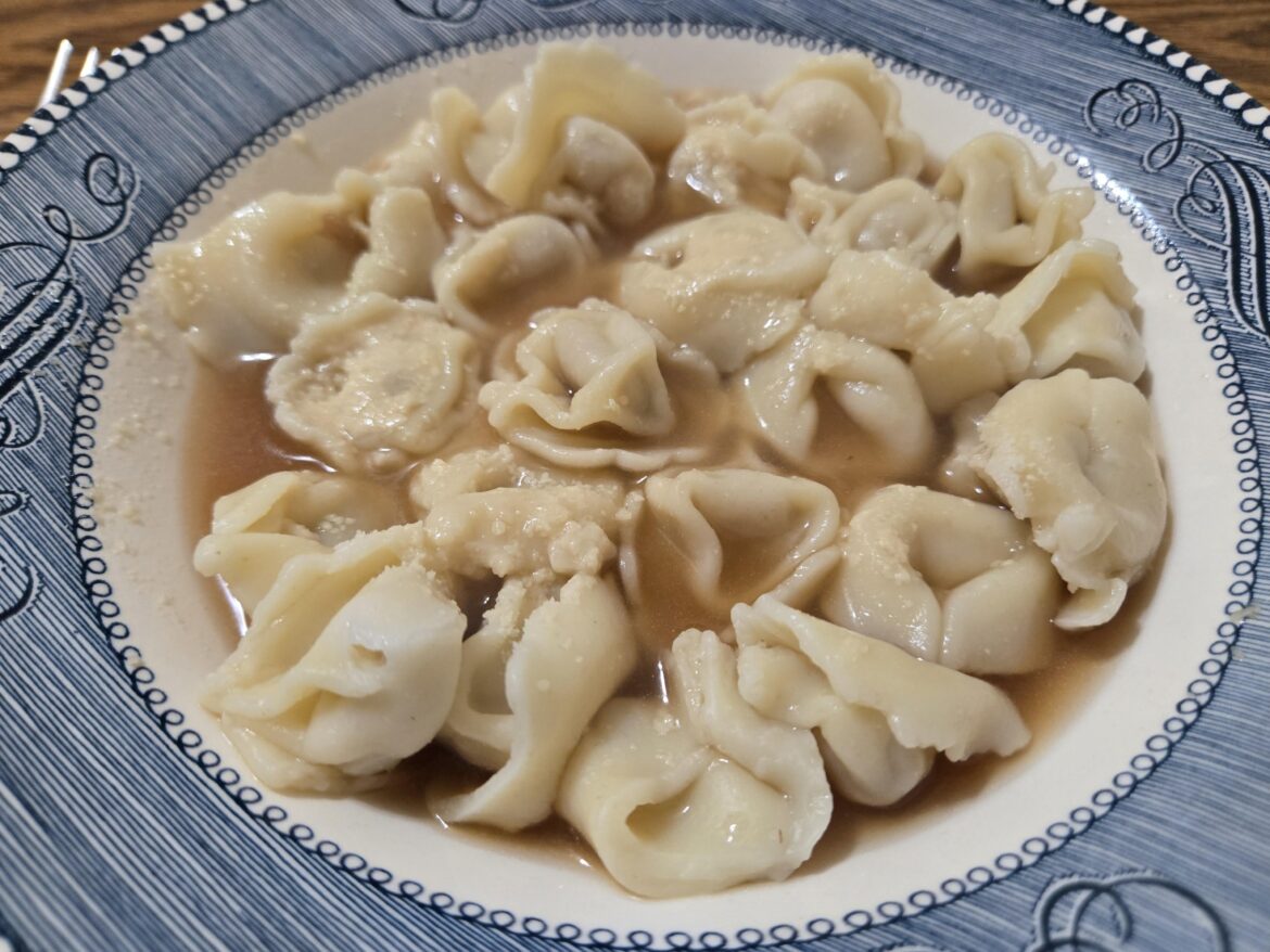 Tortelinni and beef broth