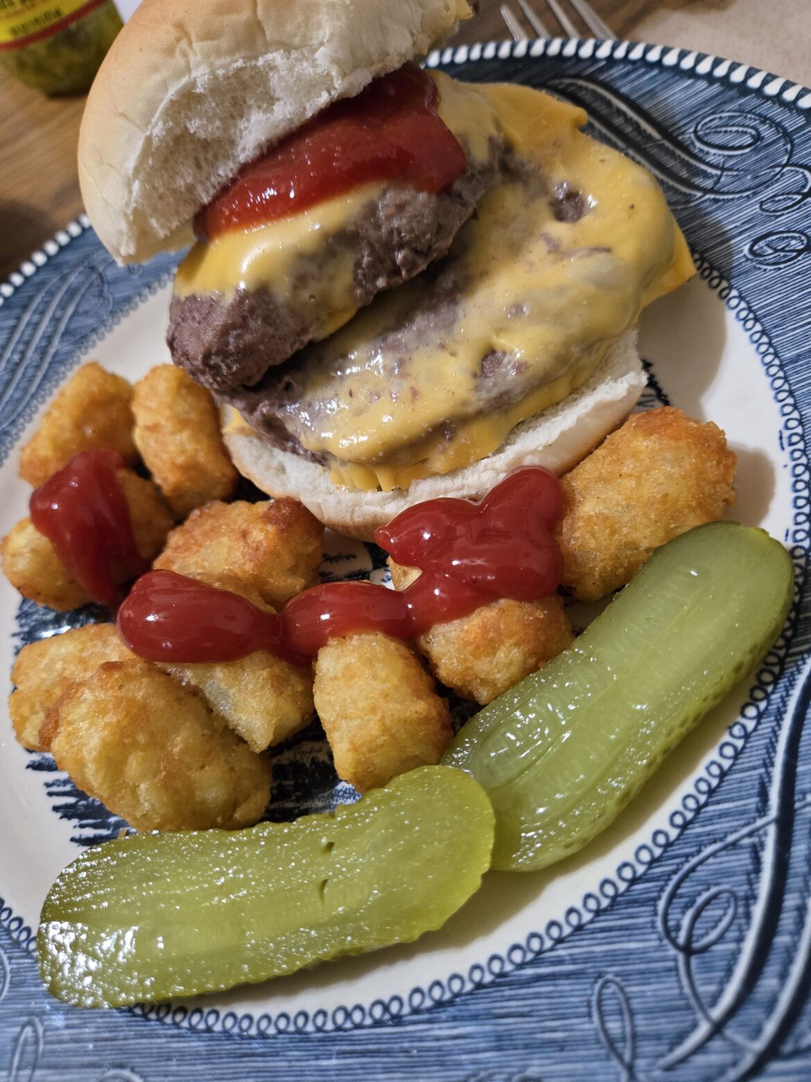 My parents made me a nice double cheeseburger tonight