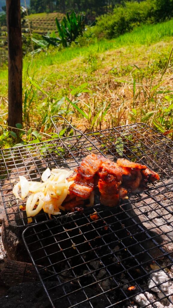 Grilled pork belly sandwiches