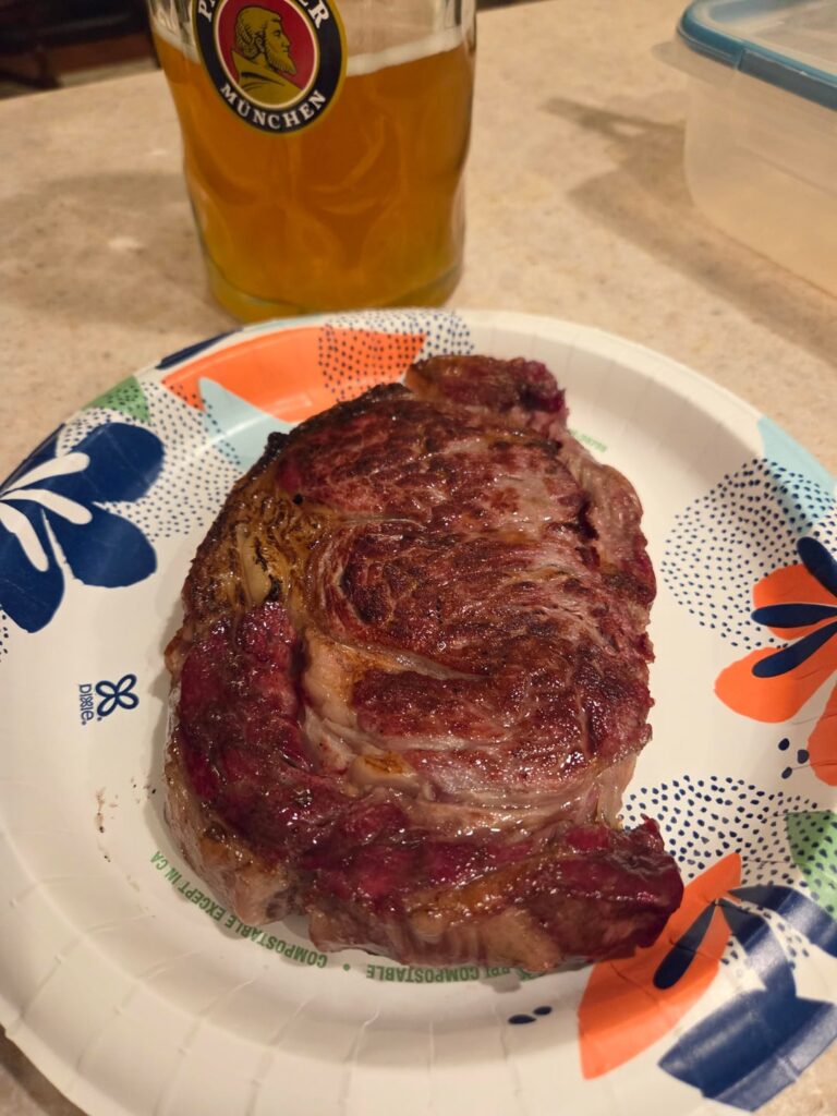 I bought a fat kid treat at Walmart today. Some prime ribeye marked manager's special because it didn't sell over the weekend.