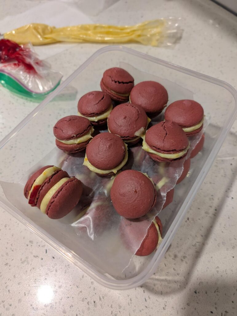 Cranberry orange macarons, take 3. A journey. Cranberry orange macarons, take 3. A journey.