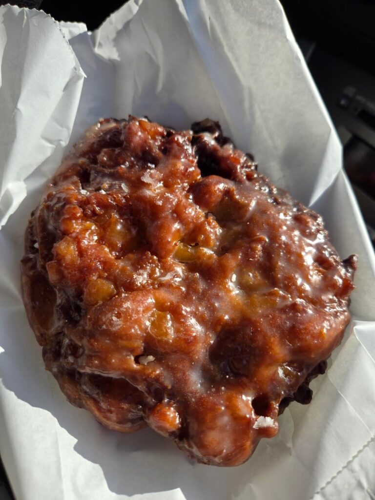 Apple Fritter & Orange Cruller at Donut Hut