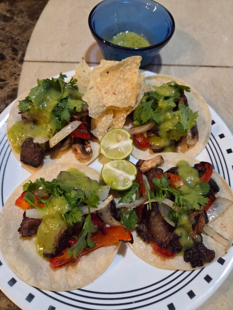 Friday's leftover Picahna turned into tacos/fajita for dinner.