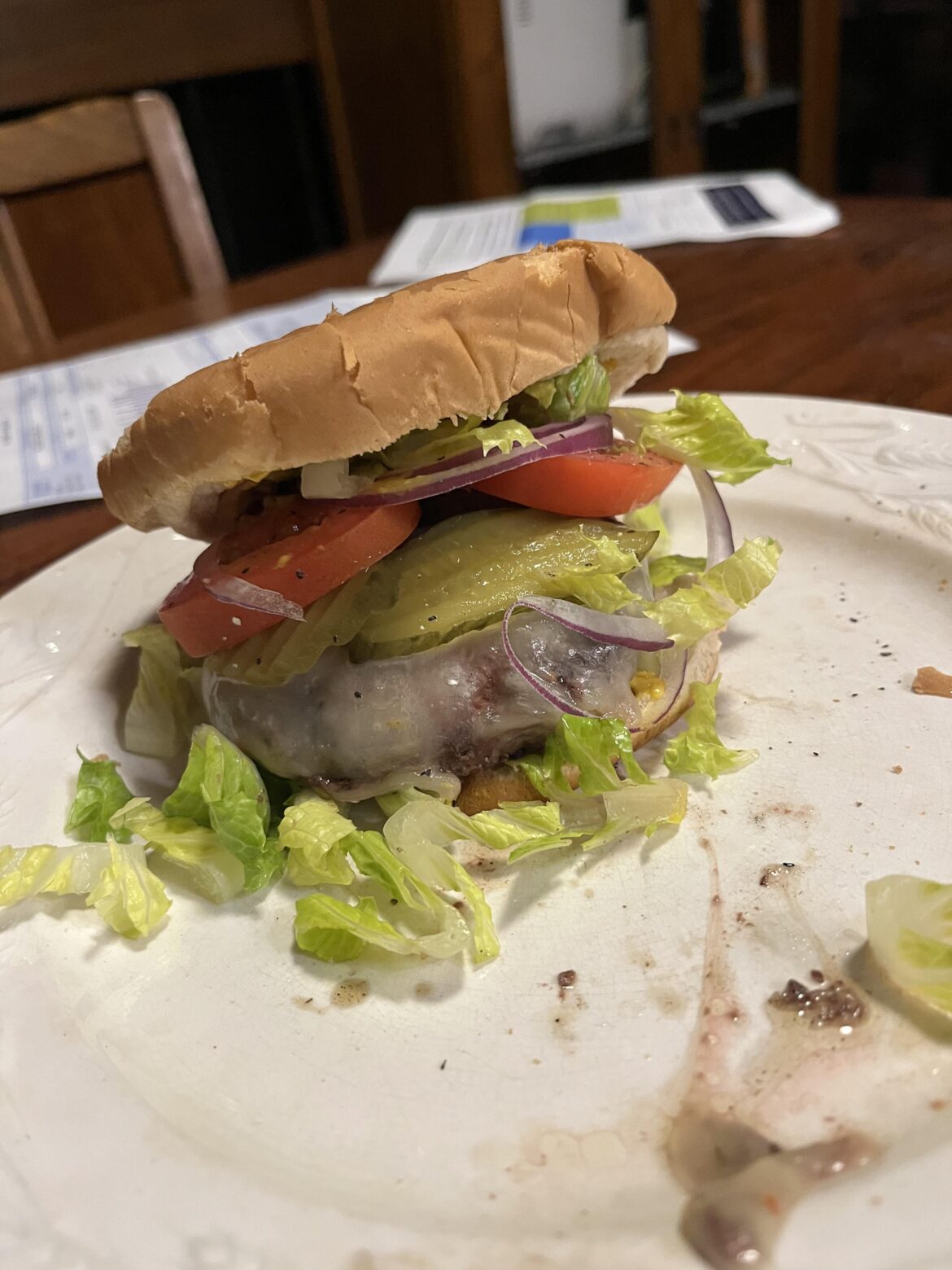 Homemade burger with pepper jack