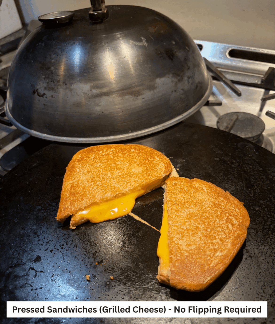 A grilled cheese made using my ZaDome Pizza Oven.