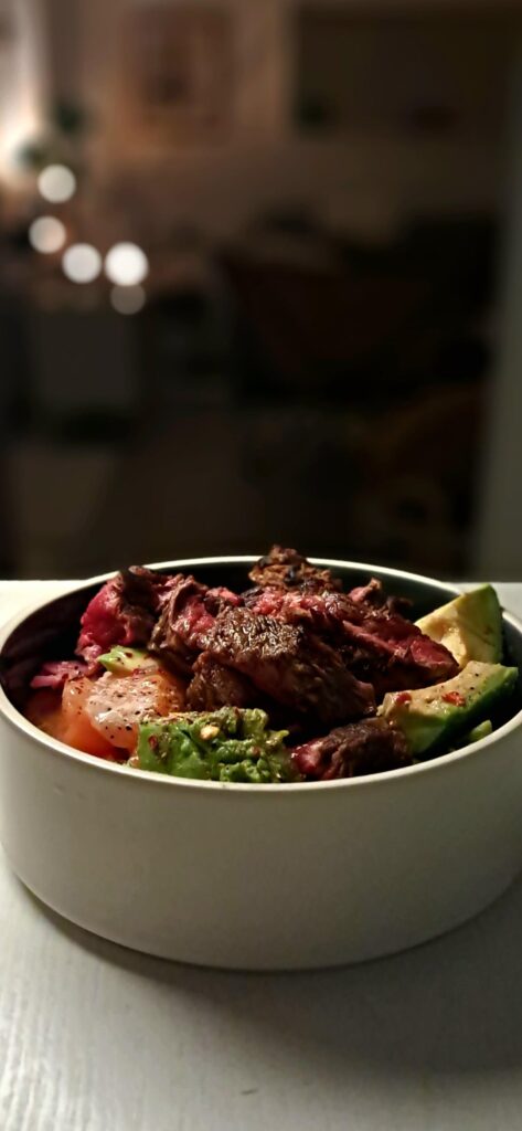 Spicy beef & salmon keto delight