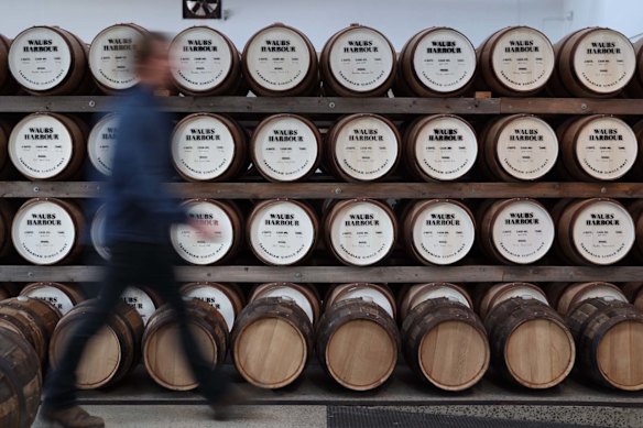 Whisky maturing in the barrels at Waubs Harbour Whisky. 