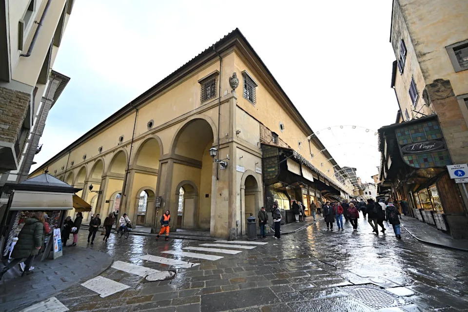 A view of the Vasari Corridor, with the arches and windows positioned high along the route, along the banks of the River Arno and above the Ponte Vecchio in central Florence (AFP/Getty)