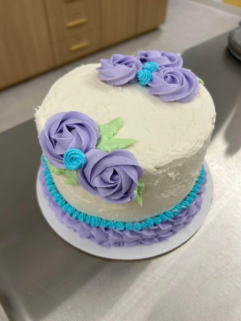 My first decorated cake! Took a beginner class @ Wilton’s My first decorated cake! Took a beginner class @ Wilton’s