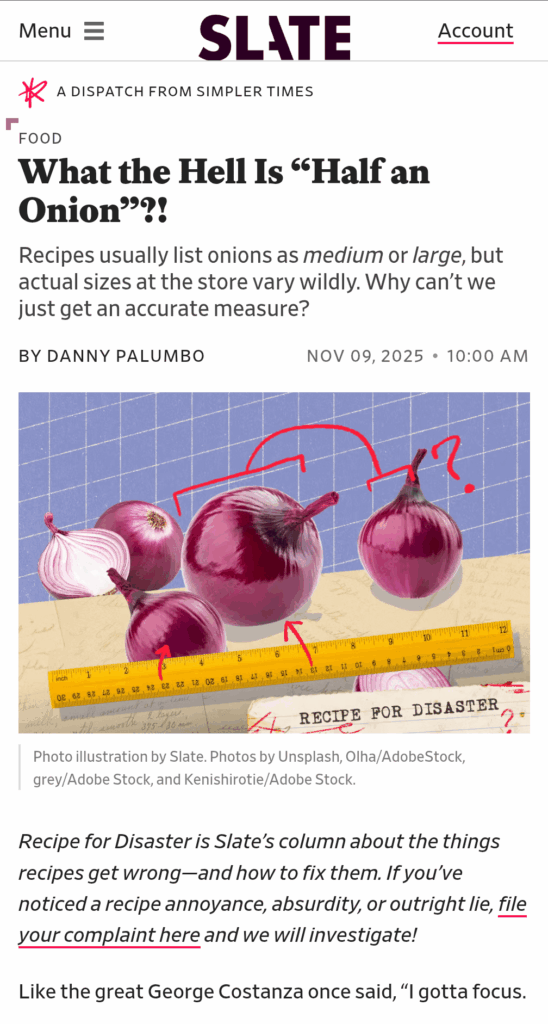 Something to read while you cook your onions...