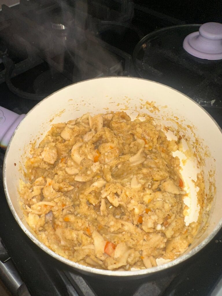 Chicken noodle soup + instant mashed potatoes & cheese