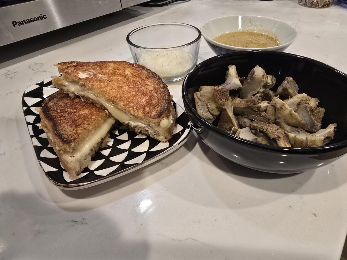 Parmesan > butter > sourdough > Dijon mustard > cream cheese > swiss