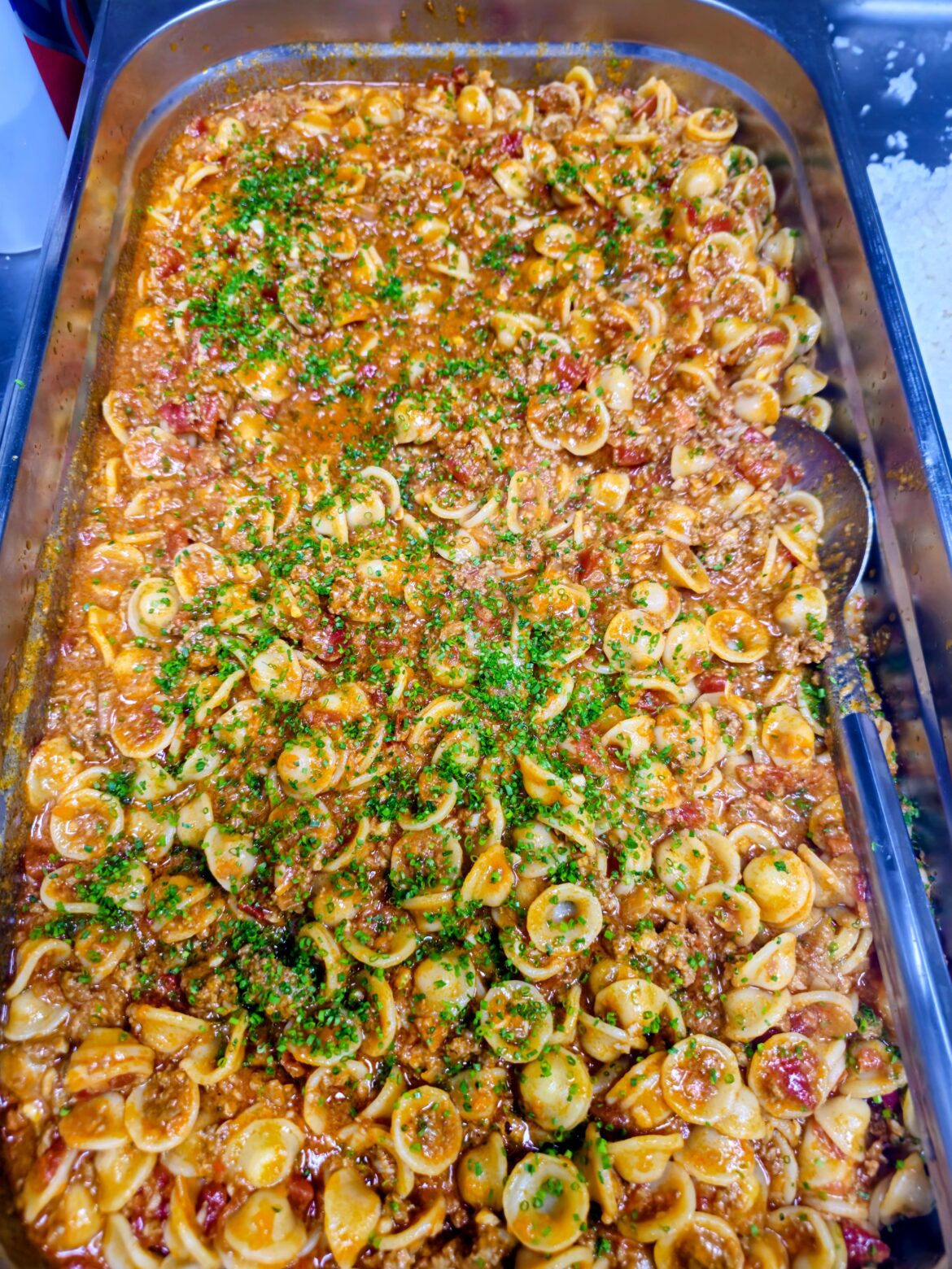 Family's up : Orecchiette con Spicy lamb sausage al pomodoro