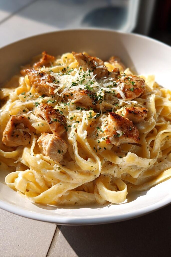 [Fettuccine Alfredo] with chicken