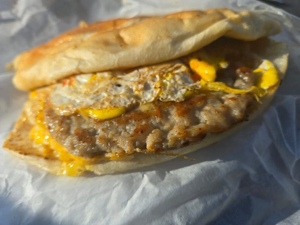 Sausage egg and cheese from a food truck in port newark nj