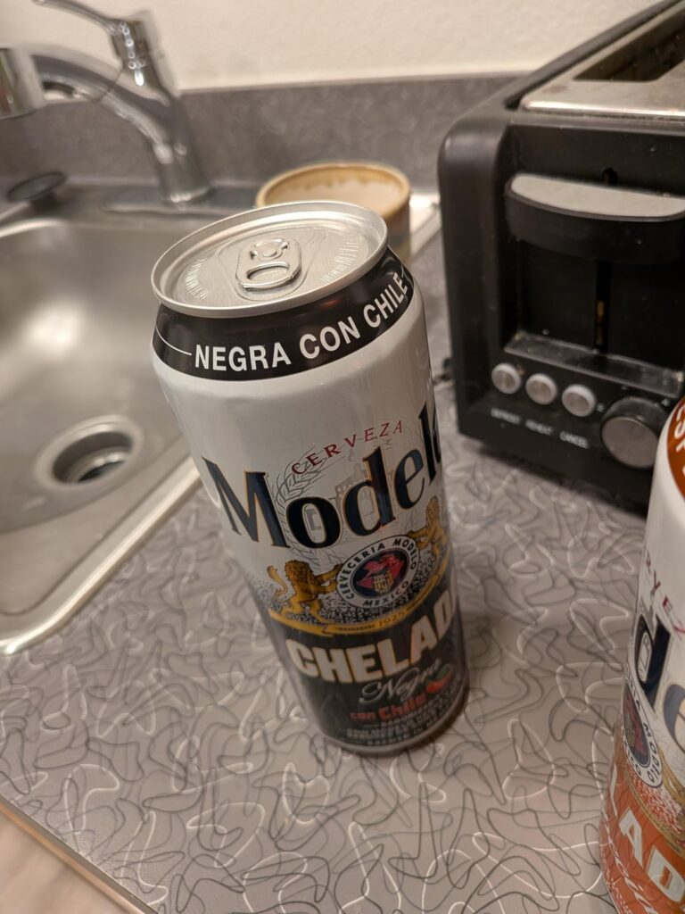 Modelo negra con Chile has a spice. Not hot but it's drinkable for a beer.